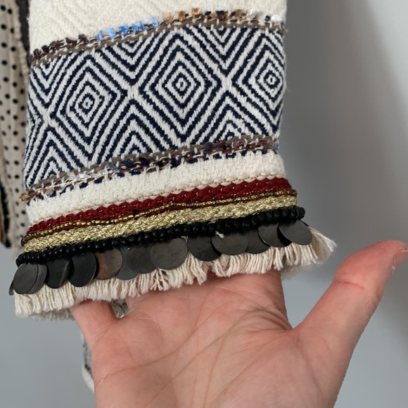 ZARA Woman Open Front Beaded Jacket Ivory Size Large - Picture 7 of 13